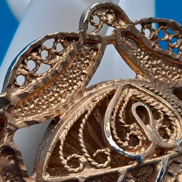 Vintage Gold Tone Filigree Openwork Cuff Bracelet, Egyptian Revival, 6 1/2 Inch - Picture 9 of 13